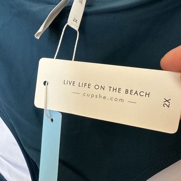 Cupshe Dark Teal NWT Bikini Bottoms 2x Plus Size Green Brief Boy Swimsuit - Picture 4 of 5